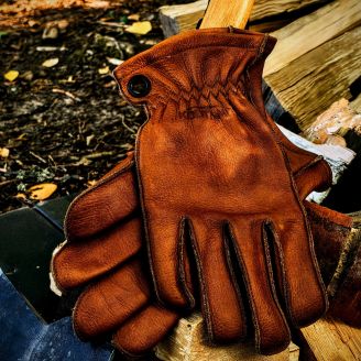 Kootamo Brown Leather Gloves, Work, Bushcraft