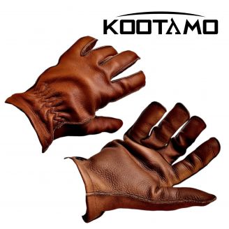 Kootamo Brown Leather Gloves, Work, Bushcraft