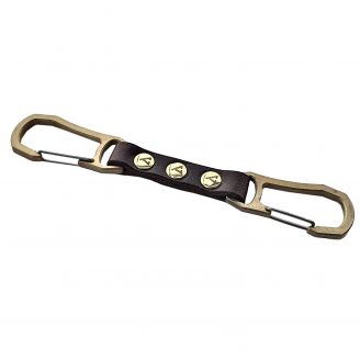 Kootamo Double Karabiner, Brass, Leather